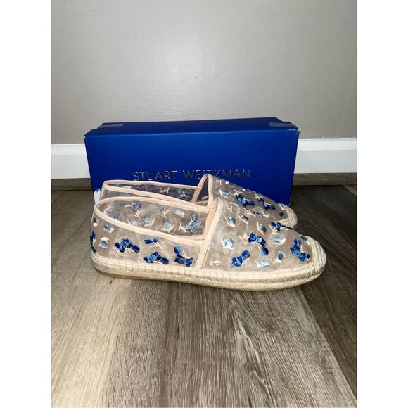 Stuart Weitzman BareItAll Floral-Embroidered Mesh Espadrilles Size 8 $350 - Picture 8 of 12